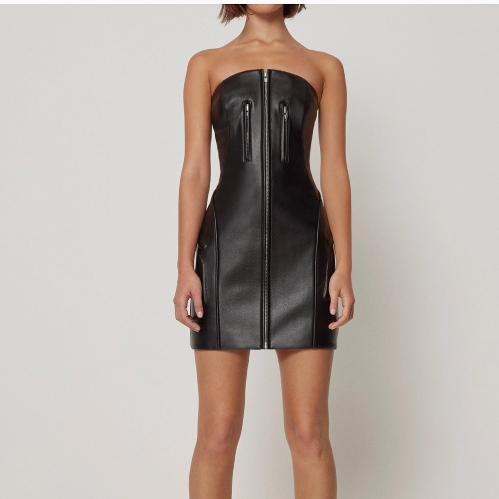 KHY Faux Leather Strapless Mini Dress SIze S